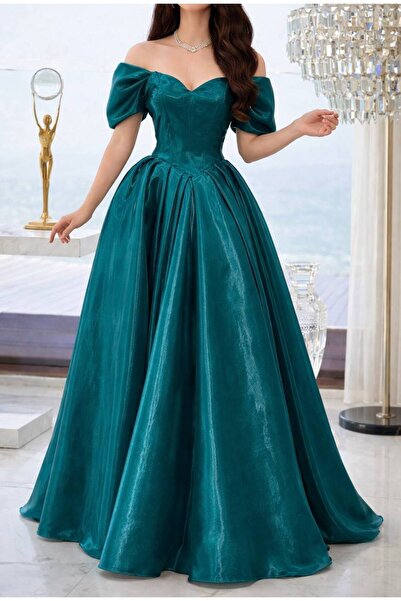 Bamah Emerald green evening dress