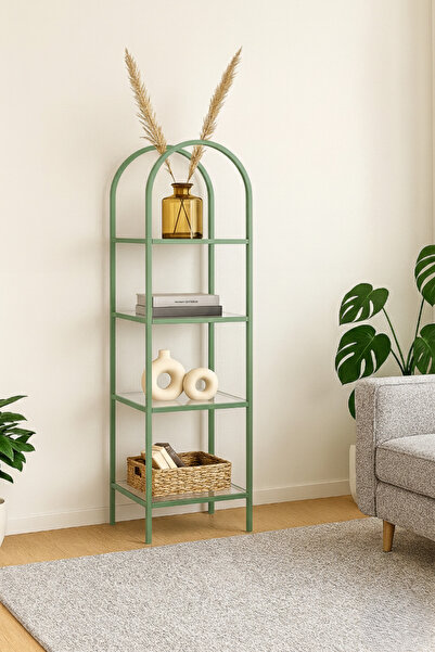 DEKOPRATİK Mona Yeşil Köşe Kitaplık Dekoratif Aksesuar Rafı Mutfak Rafı 40cm ...