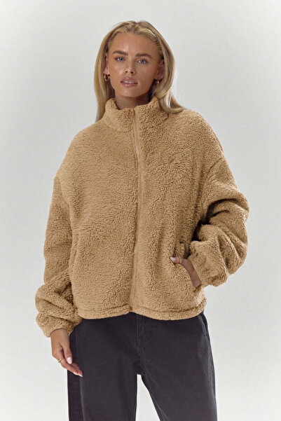 GENIUS STORE Women's Plush Full Zipper Pocket Sherpa Lamb Fabric Oversize Plu...