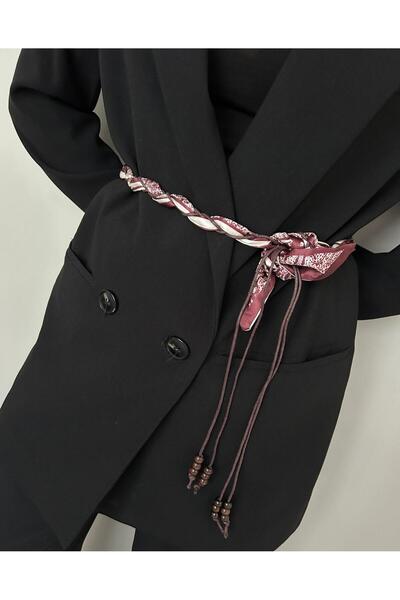 LİA KEMER Tied Waist Neck Bag Beaded Threaded Scarf