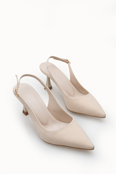 Riccon Women's Pointed Toe Open Back Thin Heeled Shoes 0012720 Skin Croco