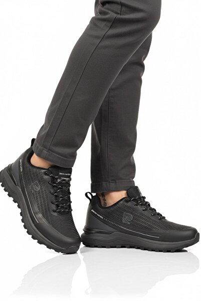 Pierre Cardin Black Memory Sole Lace-Up Non-Slip Sole Men's Sports Shoes Pci-...