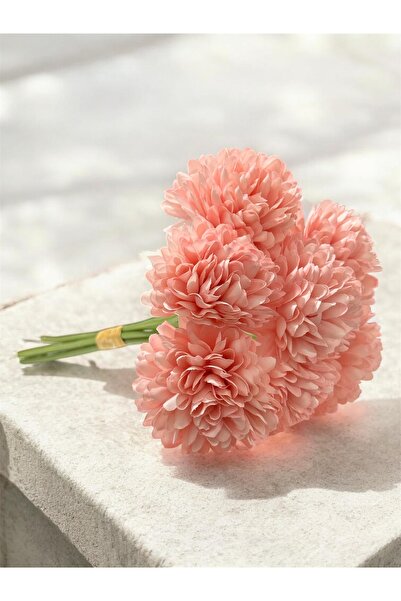 Lilac Home Yapay Çiçek Top Krizantem 7’li Kartopu Demeti 30 Cm Toz Pembe