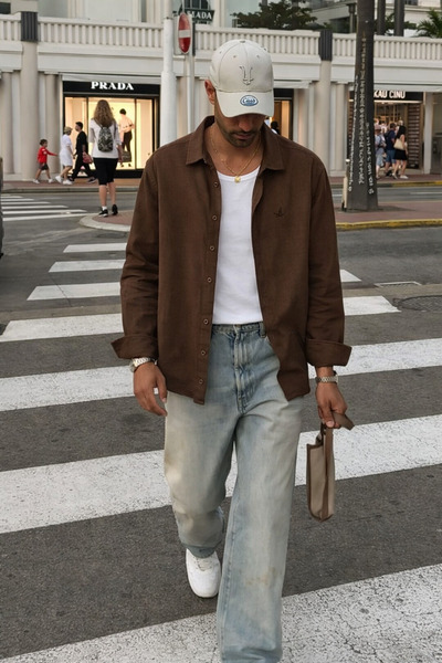 HOUSEOFGRIZZLY قميص كتان رجالي من بريميوم كلوب موسلين