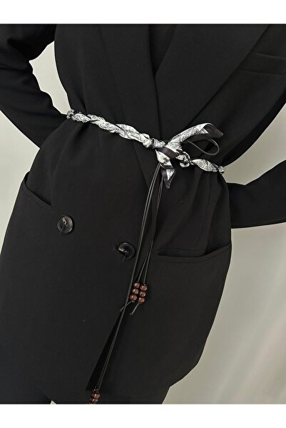 LİA KEMER Tied Waist Neck Bag Beaded Threaded Scarf