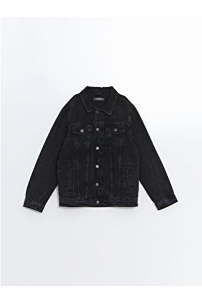 LC Waikiki Black Shirt Collar Boy's Jean Jacket