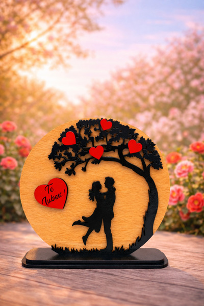 OEM Gift for Lovers with Hearts and Text "I Love You" MDF Decor 15 cm, Black,...