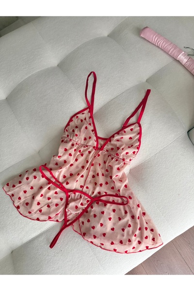 EDLİNGERİE Valentine's Day Special Heart Detailed Babydoll