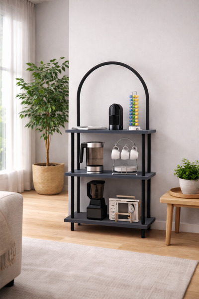 Solto Home MA41-17 Bohem Döndür Tak Modüler 3 Raflı Kahve Köşesi | Aletsiz Ku...