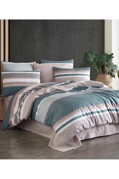 NazeninHome Ranforce 100% Cotton Duvet Cover Set with Elastic Sheets, Double ...