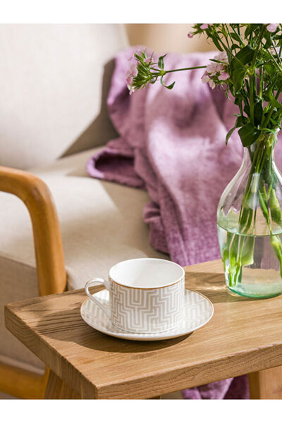 LC Waikiki طقم أكواب شاي من البورسلين مطبوع عليه RMZ GİYİM FARKIYA سعة 220 مل