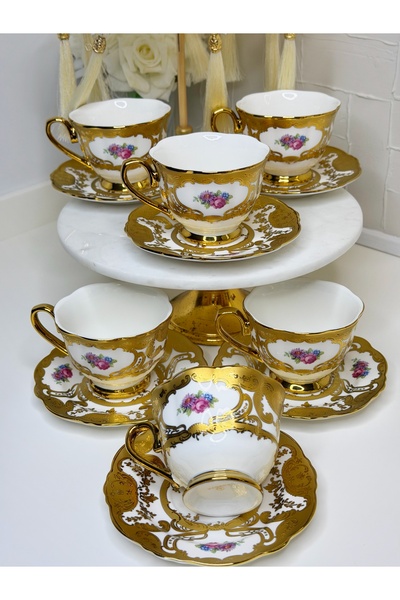 cicizuccaciye Saray 6 Kişilik Porselen Çay Fincanı