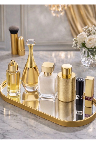 Kitchen Pembelia Aynalı Gold Kahve Sunum Tepsi Asılabilen Dekor Ayna Parfüm M...