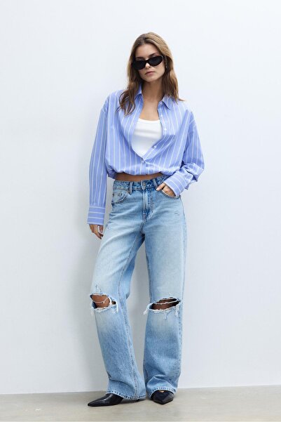 Stradivarius Bimateryal balon gömlek