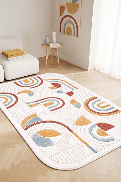 West Home Makinede Yıkanabilir Kaymaz Taban Leke Tutmaz Dijital Salon Halısı ...