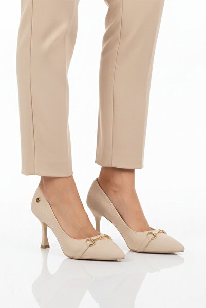 Pierre Cardin Cream Women's Thin Heeled Shoes Pc-55018 Z