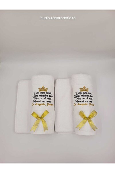 Studioul de Broderie Set of 2 Personalized Towels for Godparents, 100% Cotton...