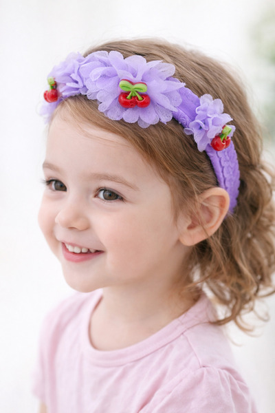 MakeWell تاج فتاة مزين بزهور الكرز من رينجاريك - تاج أرجواني، إكسسوار لعيد ال...