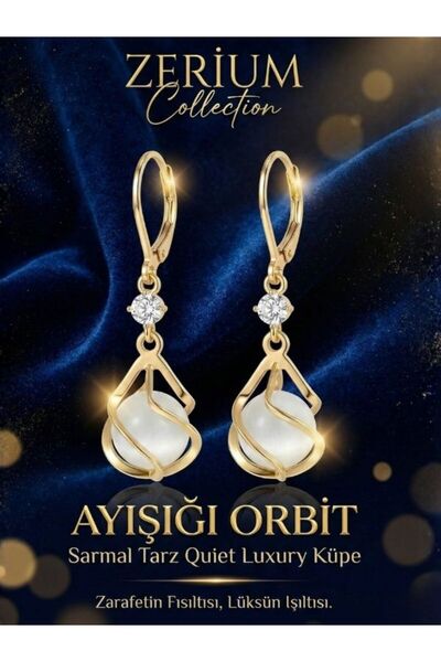 ZERİUM Moonlight Orbit Spiral Style Women's Earrings Quiet Luxury