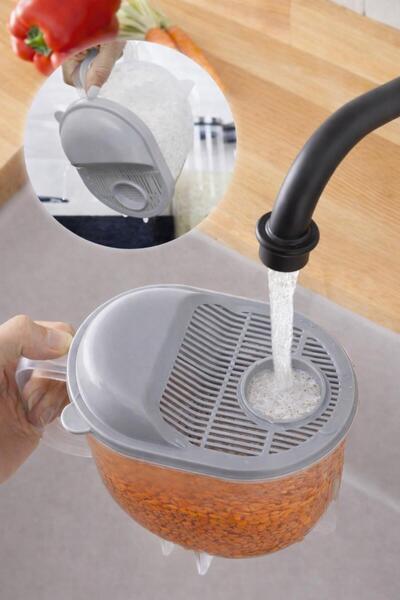 İLİVA Rice and Legume Strainer with Measuring Cup – Practical Washing Contain...