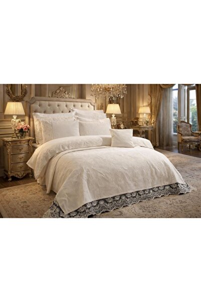 Çeyiz Bahçesi Fransız dantelli delüks gelin seti 9 parça