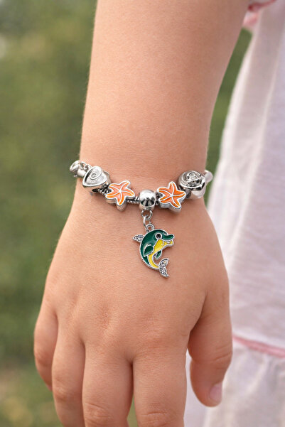 MakeWell Mixed Figured Starfish Charm Girl's Bracelet – Silver Color Summer T...