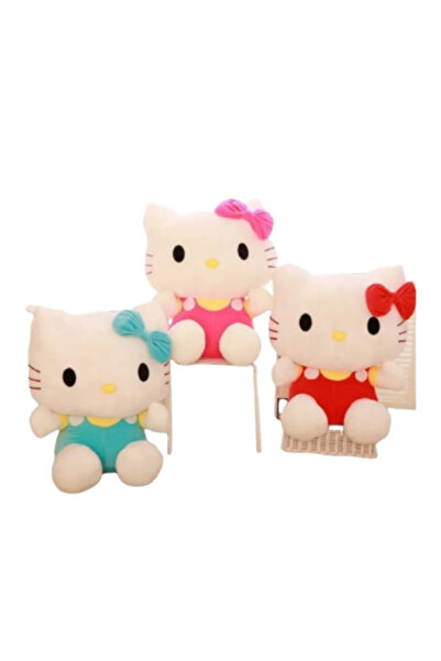 Other لعبة قطة كرتونية وبري مع فيونكة ملونة - 20 سم - دمية ناعمة ولطيفة للأطفال