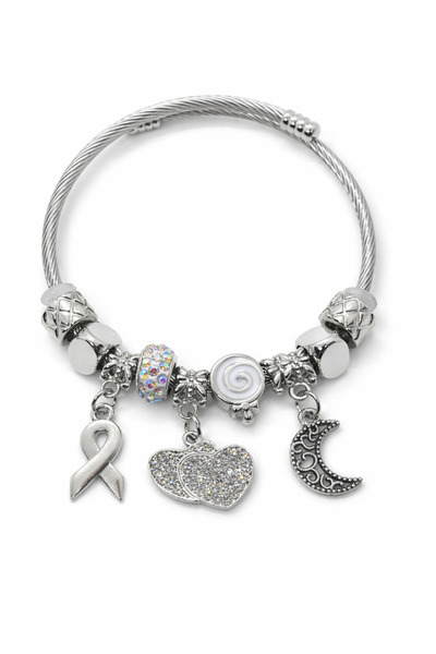 MakeWell Steel Bracelet with Key and Lock Charm Detail – Silver Color Women's...