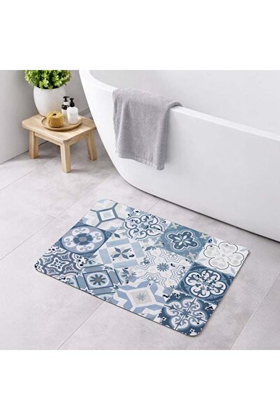 AVA Non-Slip Bath Mat 80x50cm, White with Pebbles, Soft PVC, Easy to Clean, H...