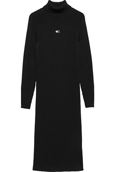 Tommy Hilfiger TJW MOCKNECK BADGE S, BDS Siyah Kadın Elbise-Etek