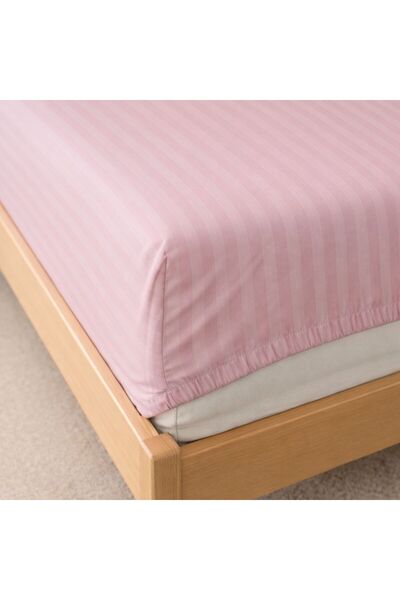 Serenova Soft 100% Cotton Satin Fitted Sheet Set (with Pillowcase) Double Siz...