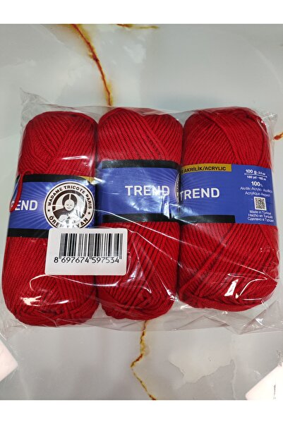 Ören Bayan TREND Kırmızı El Örgü İpi (3 Adet) - Renk: 144