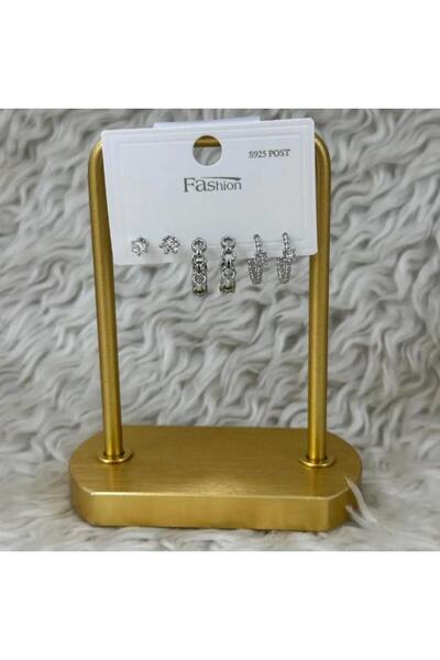 Septemmart Zircon Stone Ring and Solitaire Model 3-Piece Combination Silver C...