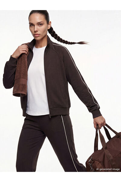 LC Waikiki Rmz Gi̇yi̇m Farkiyla Loose Fit Modal Blend Women's Zipper Sweatshirt