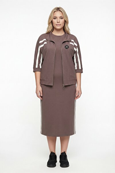 EXİTLİNE Women's Mink Seasonal Zippered Dress-Jacket Set with Accessories and...