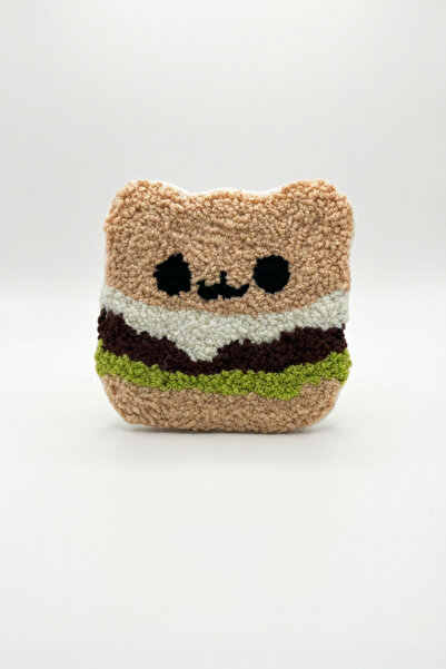 Runades Handmade Punch Coaster with Cute Burger Character Figure