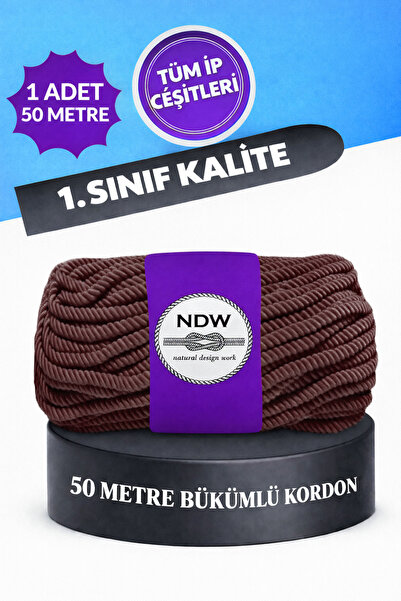 ndw natural design work NDW Bükümlü Kordon İp 6-7 Milim 50 Metre Koyu Kahve (...