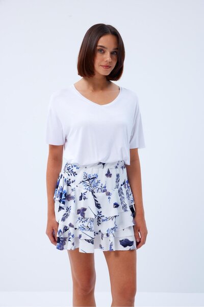 Tuba A short skirt with a Multi-Layered design and floral details - Made in T...