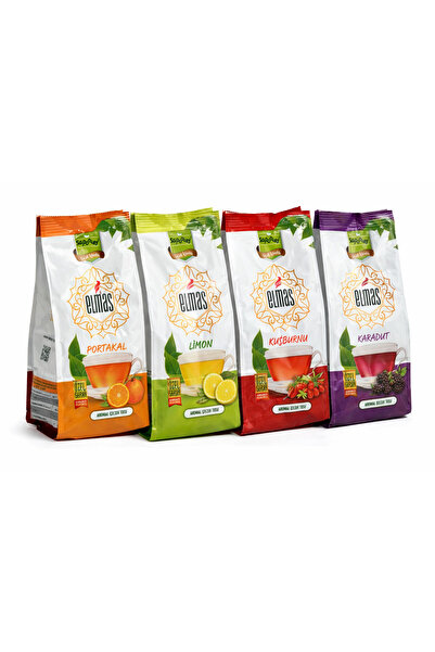 Elmas Çay Elmas 4’lü Aromalı İçecek Tozu Seti – Portakal, Limon, Elma ve Kara...