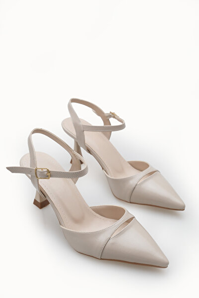 Riccon Women's Pointed Toe Open Back Thin Heeled Shoes 0012727 Skin Color