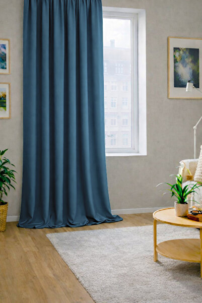 Wowlays Home Κουρτίνα φόντου με υφή βελούδου σε χρώμα βενζίνης, μονόφυλλη, με...