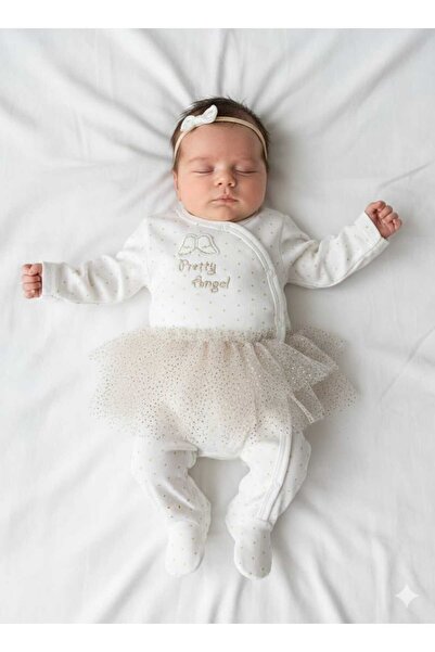 Panfilia 100% Cotton Baby Girl Tulle Long Sleeve Seasonal Jumpsuit / Baby Dre...