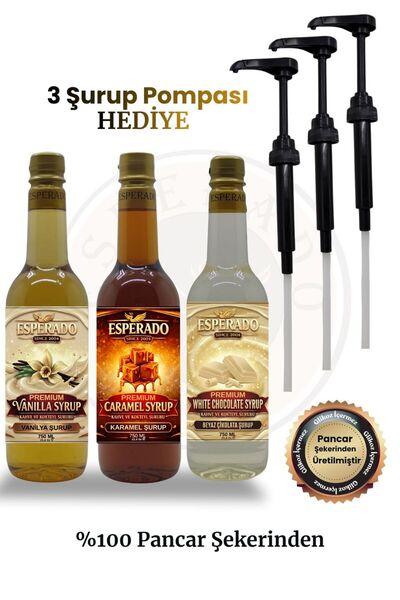 ESPERADO VANİLYA - KARAMEL-BEYAZ ÇİKOLATA AROMALI KAHVE ŞURUBU 750 ML X 3 ADET