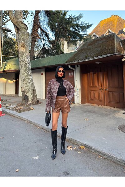 lidyasara Kadın Etnik Desenli Bomber Ceket