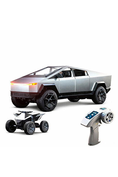 Printisor Mașinuță RC Tesla Cybertruck cu ATV inclus, cu telecomanda, lumini ...