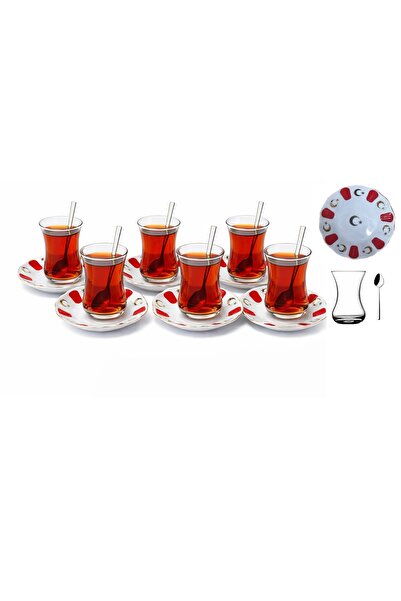 AYBABA STORE Moon and Star Patterned Acem Tea Cup Set Tea Set for 6 People