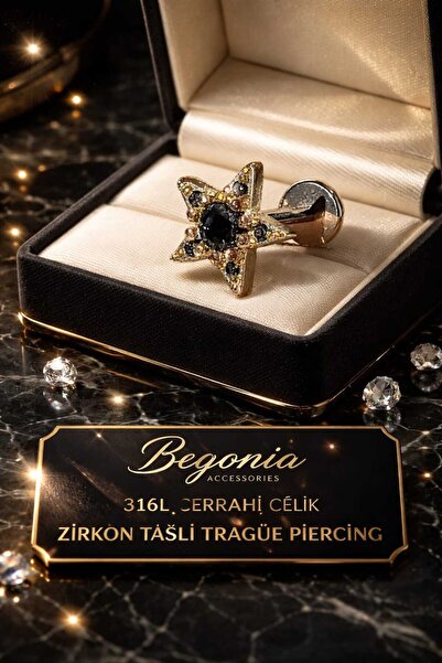 Begonia Accessories 316L Cerrahi Çelik Paslanmaz Kararmaz Alerji Yapmaz Zirko...