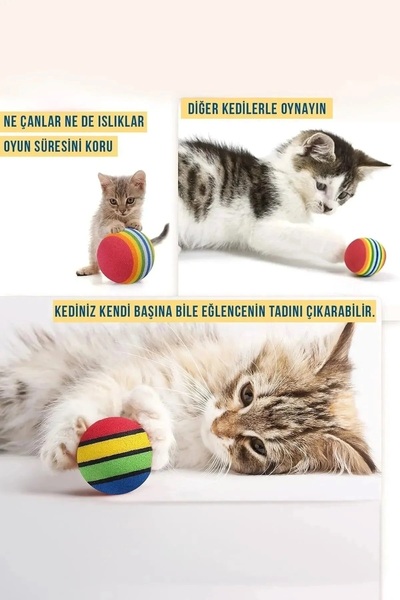 obrigado 2 Pack Play Ball Pet Rainbow Ball Cat Toy