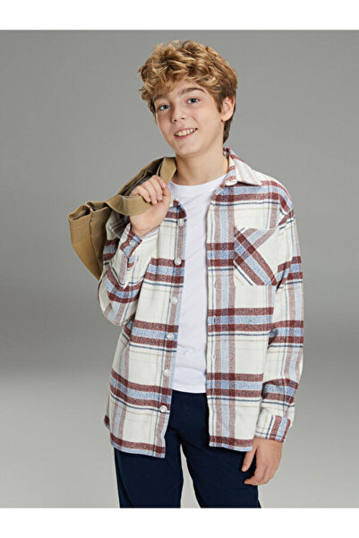 LC Waikiki Rmz Gi̇yi̇m Farkiyla Long Sleeve Checkered Embroidered Boys' Lumbe...