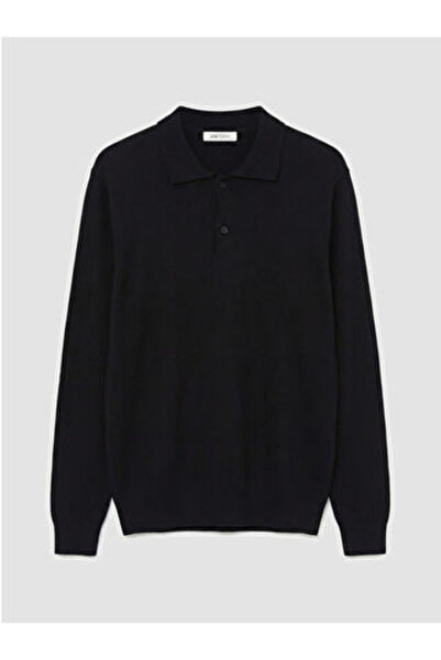 LC Waikiki M1 Sezon Navy Blue Polo Collar Men's Knitwear Sweater